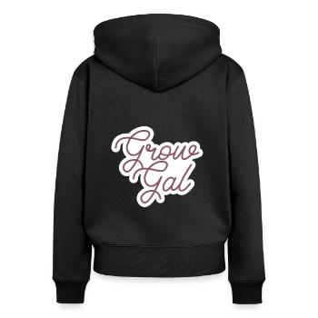 Grow gal - Frauen Premium Bio Zip Hoodie - Schwarz - Hinten - Julia (174cm)