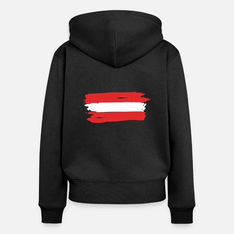 Drapeau de l’Autriche - Sweat à capuche zippé Premium bio Femme - noir