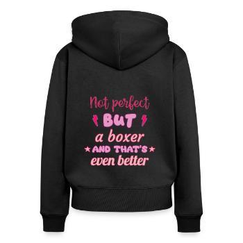 Pas parfait, mais boxeur, boxe - Sweat à capuche zippé Premium bio Femme - noir - Dos - Julia (174cm)