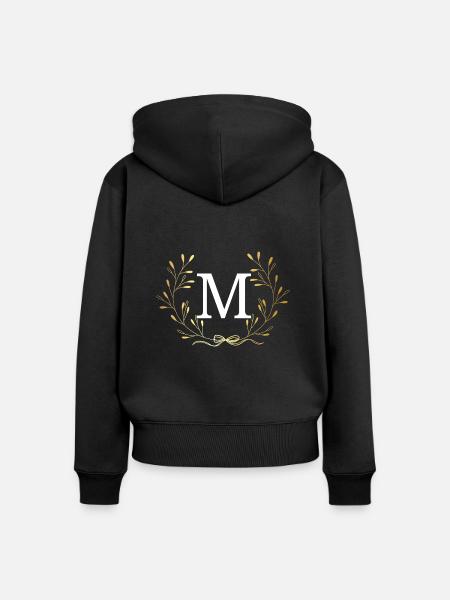 Buchstabe M Goldene Blumenkrone - Frauen Premium Bio Zip Hoodie - Schwarz