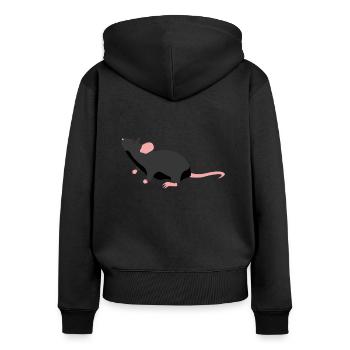 Cadeau animal de rat disant - Sweat à capuche zippé Premium bio Femme - noir - Dos - Julia (174cm)