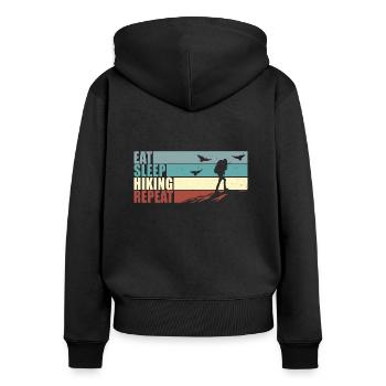 Wandern Bergsteigen Wanderung Natur Wanderspruch - Frauen Premium Bio Zip Hoodie - Schwarz - Hinten - Julia (174cm)