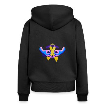 Werde Teil der Endo-Gang - Frauen Premium Bio Zip Hoodie - Schwarz - Hinten - Julia (174cm)