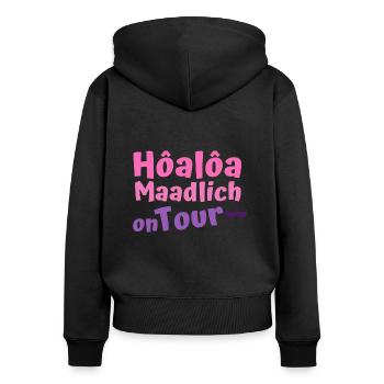 Hoaloa Maadlich on tour Hohenlohe Mädels Frauen - Frauen Premium Bio Zip Hoodie - Schwarz - Hinten - Julia (174cm)