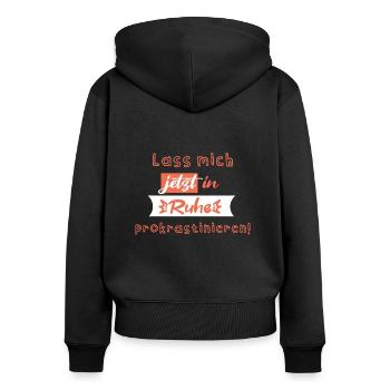 Lass mich! - Frauen Premium Bio Zip Hoodie - Schwarz - Hinten - Julia (174cm)