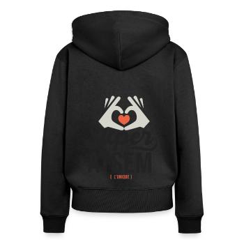 Super ATSEM l unique cadeau atsm - Sweat à capuche zippé Premium bio Femme - noir - Dos - Julia (174cm)