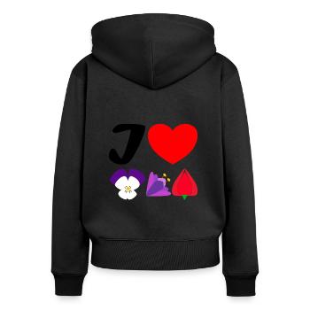J’adore les fleurs printanières - Sweat à capuche zippé Premium bio Femme - noir - Dos - Julia (174cm)