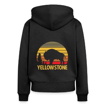 Bison Retro Stiere Büffellove Spruch - Frauen Premium Bio Zip Hoodie - Schwarz - Hinten - Julia (174cm)