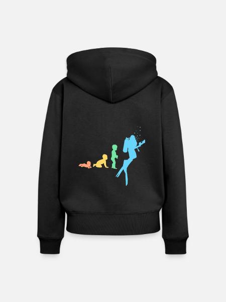 Evolution Diver - Frauen Premium Bio Zip Hoodie - Schwarz