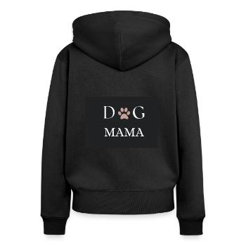 Dog Mama with Dog Paw image - Women's Premium Organic Zip Hoodie - black - Back - Julia (174cm)