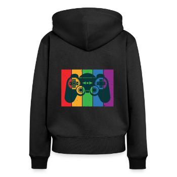 Vintage Retro Gaming Controller - Frauen Premium Bio Zip Hoodie - Schwarz - Hinten - Julia (174cm)