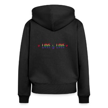 Love is love heart cool saying gay pride LGBT - Women's Premium Organic Zip Hoodie - black - Back - Julia (174cm)