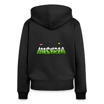 Austria - Frauen Premium Bio Zip Hoodie - Schwarz - Hinten - Julia (174cm)