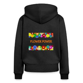 Flower Power - Sweat à capuche zippé Premium bio Femme - noir - Dos - Julia (174cm)