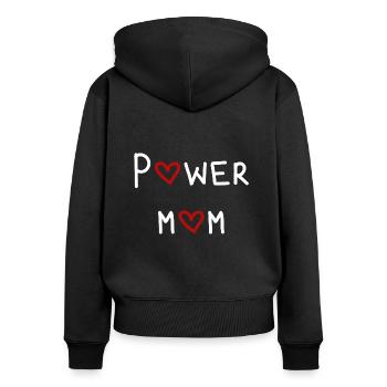 power maman maman maman maman enfants parents police - Sweat à capuche zippé Premium bio Femme - noir - Dos - Julia (174cm)