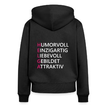 Helga Name Geschenk - Frauen Premium Bio Zip Hoodie - Schwarz - Hinten - Julia (174cm)