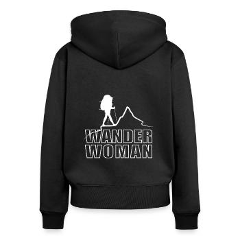 Wandern Woman - Frauen Premium Bio Zip Hoodie - Schwarz - Hinten - Julia (174cm)