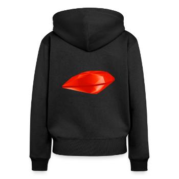 Roter Edelstein - Frauen Premium Bio Zip Hoodie - Schwarz - Hinten - Julia (174cm)