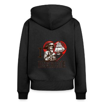Ich liebe Brittany Herz eines alten Piraten - Frauen Premium Bio Zip Hoodie - Schwarz - Hinten - Julia (174cm)