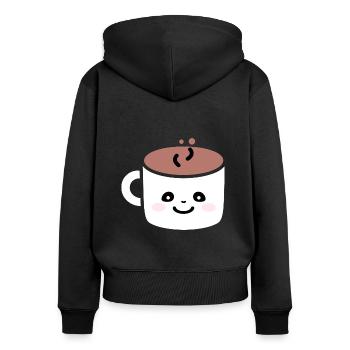 Humor Small Hot Chocolate - Women's Premium Organic Zip Hoodie - black - Back - Julia (174cm)