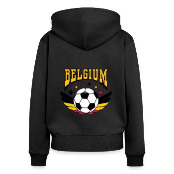 Belgique Football Style Rétro De Look Universitaire - Sweat à capuche zippé Premium bio Femme - noir - Dos - Julia (174cm)