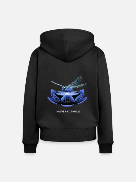 Evolve and Thrive Dragonfly Design - Frauen Premium Bio Zip Hoodie - Schwarz