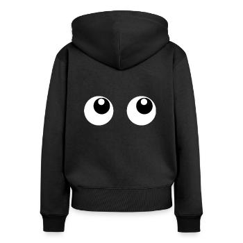 Augen eyes Auge eye - Frauen Premium Bio Zip Hoodie - Schwarz - Hinten - Julia (174cm)