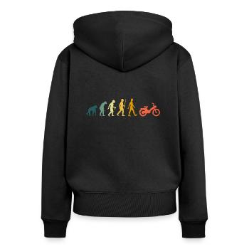 Mofa Evolution Moped Mofafahrer Retro - Frauen Premium Bio Zip Hoodie - Schwarz - Hinten - Julia (174cm)