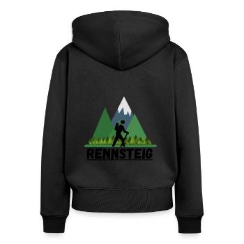 Rennsteig Thüringen Thüringer Wandern Berge Region - Frauen Premium Bio Zip Hoodie - Schwarz - Hinten - Julia (174cm)