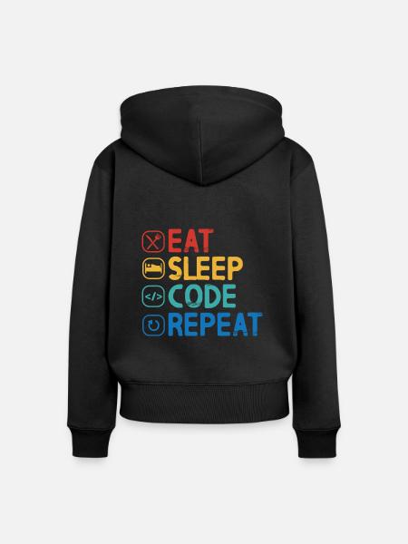 Eat Sleep Code Repeat - Frauen Premium Bio Zip Hoodie - Schwarz