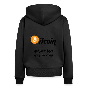 Le Bitcoin - Sweat à capuche zippé Premium bio Femme - noir - Dos - Julia (174cm)