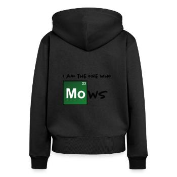 i am the one who mows / Rasenmäher mit Kontur - Frauen Premium Bio Zip Hoodie - Schwarz - Hinten - Julia (174cm)