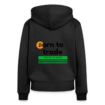 Né pour le commerce - Sweat à capuche zippé Premium bio Femme - noir - Dos - Julia (174cm)