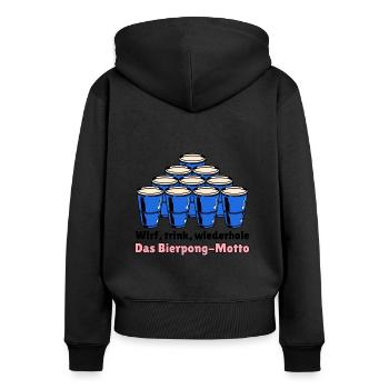 Wirf, trink, wiederhole-Bierpong-Motto - Frauen Premium Bio Zip Hoodie - Schwarz - Hinten - Julia (174cm)