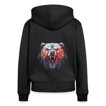 Ours rugissant - Sweat à capuche zippé Premium bio Femme - noir - Dos - Julia (174cm)