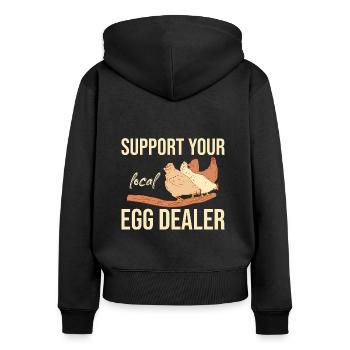 Support Your Local Egg Dealer Vintage Eierhändler - Frauen Premium Bio Zip Hoodie - Schwarz - Hinten - Julia (174cm)