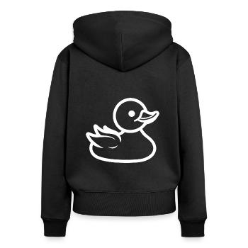 canard coloré - Sweat à capuche zippé Premium bio Femme - noir - Dos - Julia (174cm)
