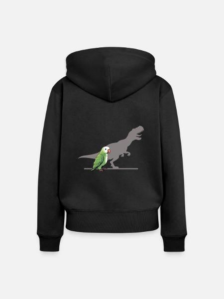 T-Rex shadow parrot - Frauen Premium Bio Zip Hoodie - Schwarz
