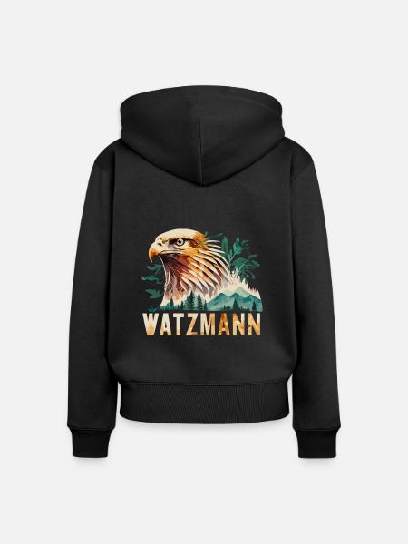 Watzmann Steinadler Bartgeier Souvenirs - Frauen Premium Bio Zip Hoodie - Schwarz