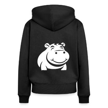 Liebe Kleines Nilpferd - Frauen Premium Bio Zip Hoodie - Schwarz - Hinten - Julia (174cm)