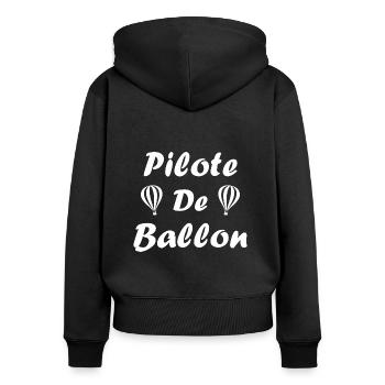 Humour Montgolfière - Sweat à capuche zippé Premium bio Femme - noir - Dos - Julia (174cm)