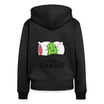 Offizielles Schlafshirt Gurke - Frauen Premium Bio Zip Hoodie - Schwarz - Hinten - Julia (174cm)