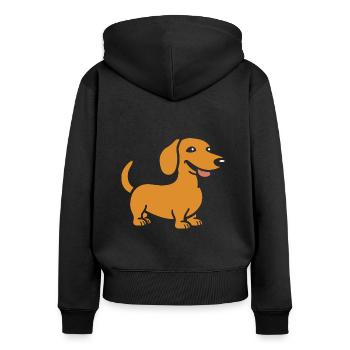 teckel - Sweat à capuche zippé Premium bio Femme - noir - Dos - Julia (174cm)