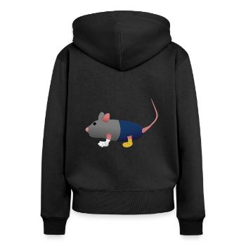 Niedliche Comic-Maus - Frauen Premium Bio Zip Hoodie - Schwarz - Hinten - Julia (174cm)