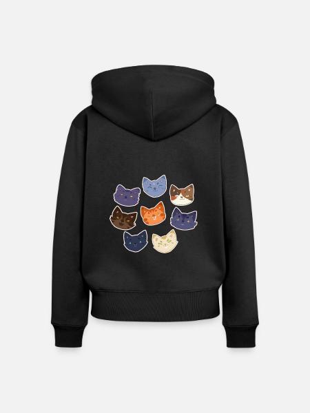 Warrior Cats Firestar Feuerstern Greystripe - Premium økologisk hoodie med lynlås til kvinder - sort