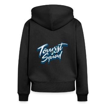 Tourist Squad Photo Photographe Vacances - Sweat à capuche zippé Premium bio Femme - noir - Dos - Julia (174cm)