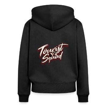 Tourist Squad Photo Photographe Vacances - Sweat à capuche zippé Premium bio Femme - noir - Dos - Julia (174cm)