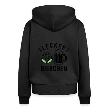 Lecker Bierchen Bier Hopfen Bierliebhaber - Frauen Premium Bio Zip Hoodie - Schwarz - Hinten - Julia (174cm)