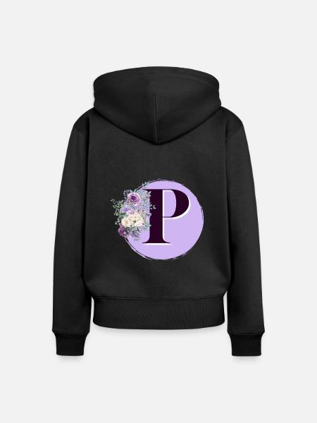 Buchstabe P Blumenkrone - Frauen Premium Bio Zip Hoodie - Schwarz