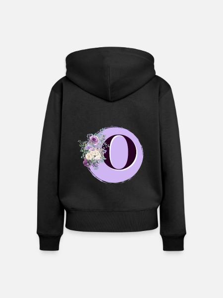 Buchstabe O Blumenkrone - Frauen Premium Bio Zip Hoodie - Schwarz